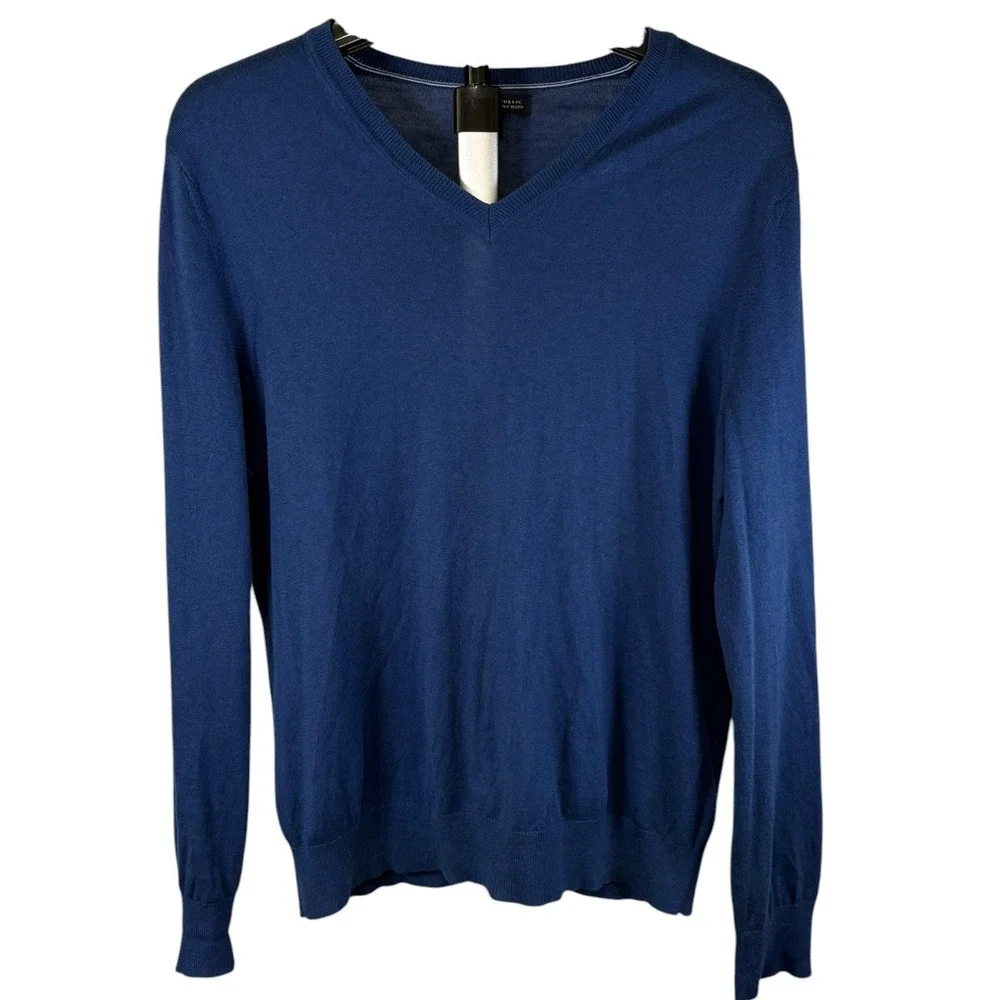 Banana Republic Mens Blue‎ Silk Cotton Cashmere V-Neck Sweater Size M